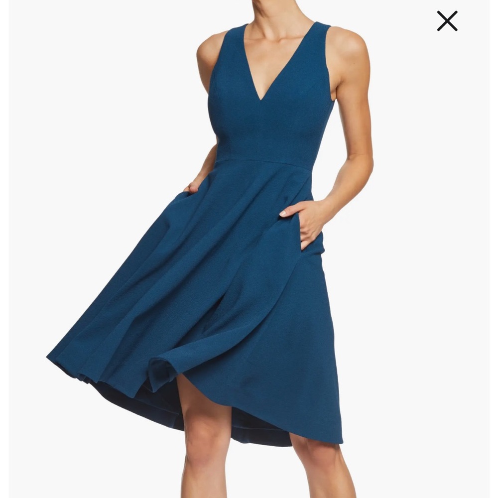 Catalina Fit & Flare Cocktail Dress Peacock Blue Dress the Population Size M
